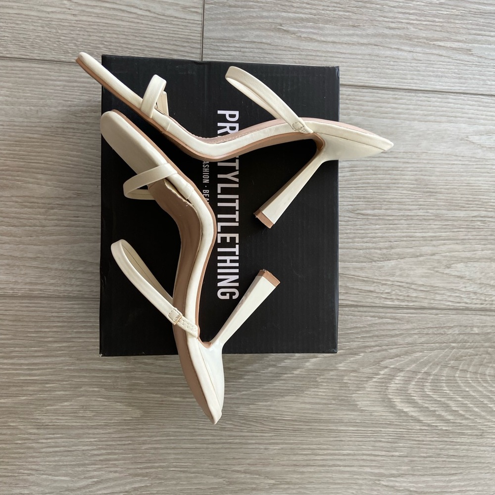 PrettyLittleThing Cream Heels Elegant Design